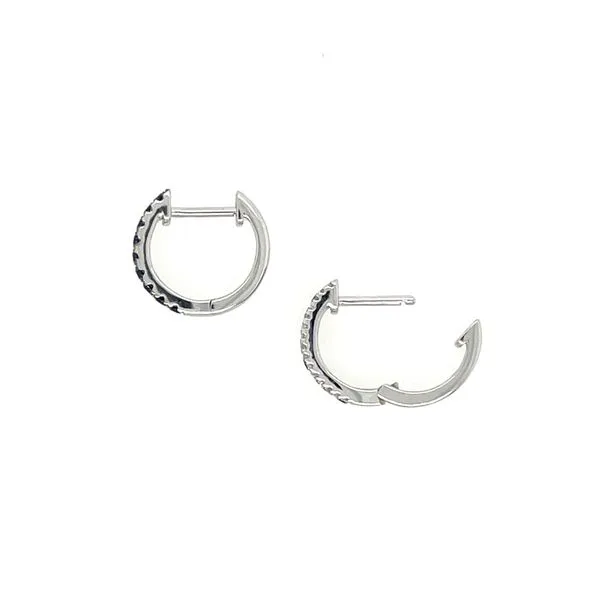 14KW Gold Blue Sapphire & Diamond 12.5 mm Huggie Hoop Earrings Image 5 Franzetti Jewelers Austin, TX