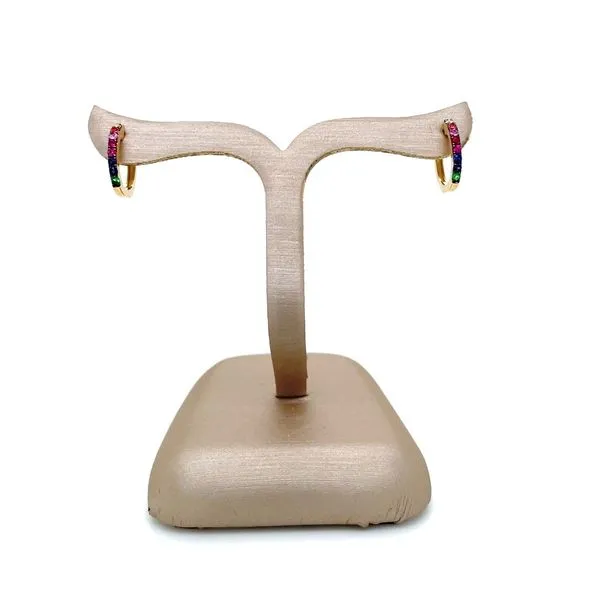 14KY Gold Sapphire, Ruby & Tsavorite 12.75 mm Huggie Hoop Earrings Image 4 Franzetti Jewelers Austin, TX