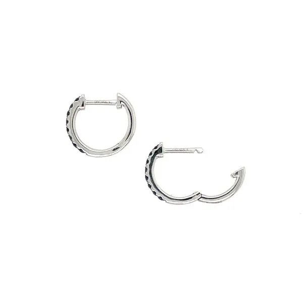 14K White Gold Blue Saphire Huggie Hoop Earrings Image 5 Franzetti Jewelers Austin, TX
