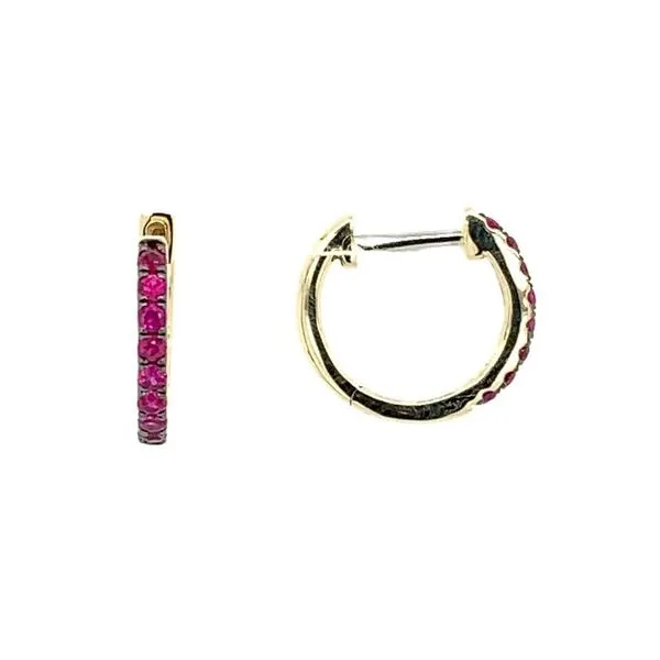 14KY Gold Ruby 12.75 mm Huggie Hoop Earrings Franzetti Jewelers Austin, TX