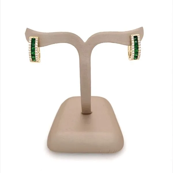 14K Yellow Gold Tsavorite Garnet & Diamond Earrings Image 2 Franzetti Jewelers Austin, TX