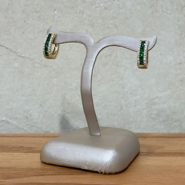 14K Yellow Gold Tsavorite Garnet & Diamond Earrings Image 4 Franzetti Jewelers Austin, TX