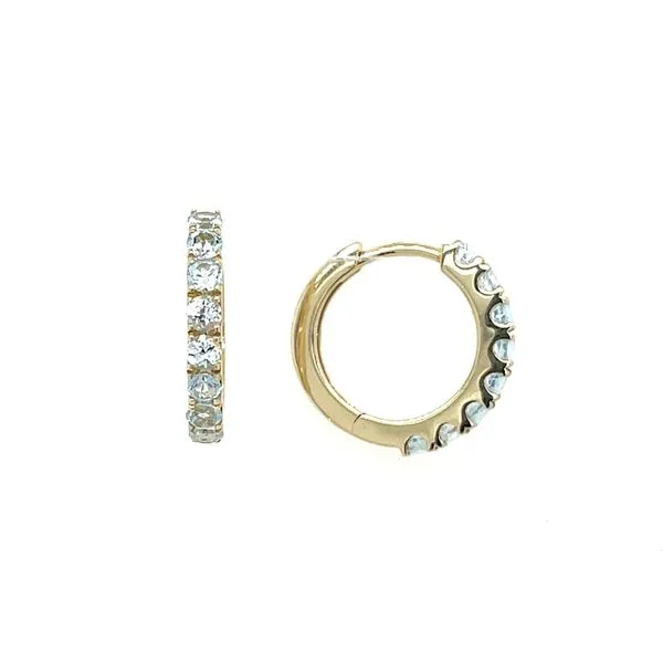 14KY Gold Aquamarine 14 mm Huggie Hoop Earrings Franzetti Jewelers Austin, TX