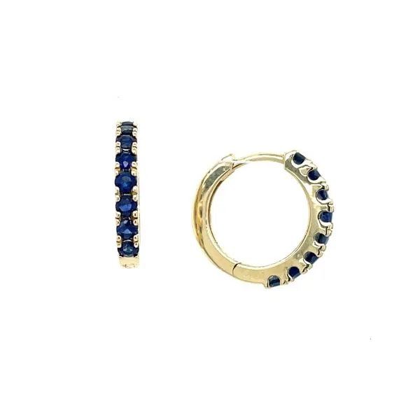 14KY Gold Blue Sapphire 14 mm Huggie Hoop Earrings Franzetti Jewelers Austin, TX