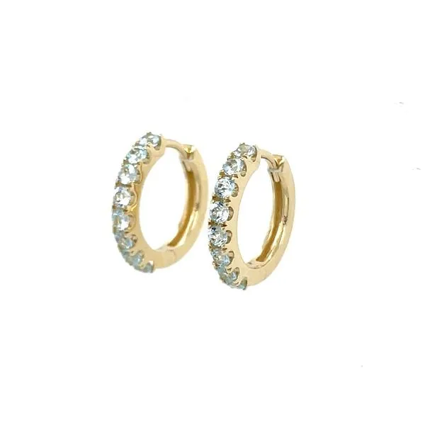 14KY Gold Blue Topaz 14 mm Huggie Hoop Earrings Image 3 Franzetti Jewelers Austin, TX