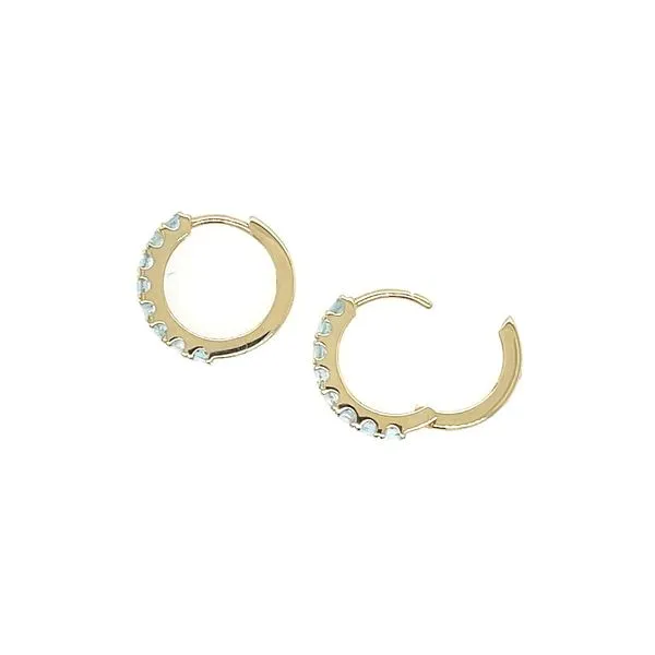 14KY Gold Blue Topaz 14 mm Huggie Hoop Earrings Image 4 Franzetti Jewelers Austin, TX