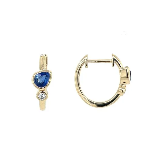 14KY Gold Pear Blue Sapphire & Diamond Hoop Earrings Franzetti Jewelers Austin, TX
