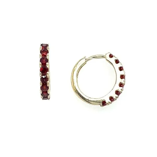 14KY Gold Garnet 14 mm Huggie Hoop Earrings Franzetti Jewelers Austin, TX