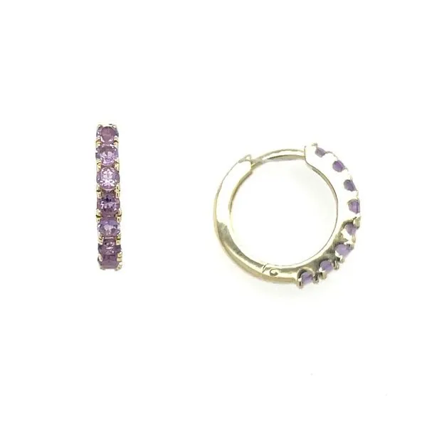 14KY Gold Amethyst 14 mm Huggie Hoop Earrings Franzetti Jewelers Austin, TX