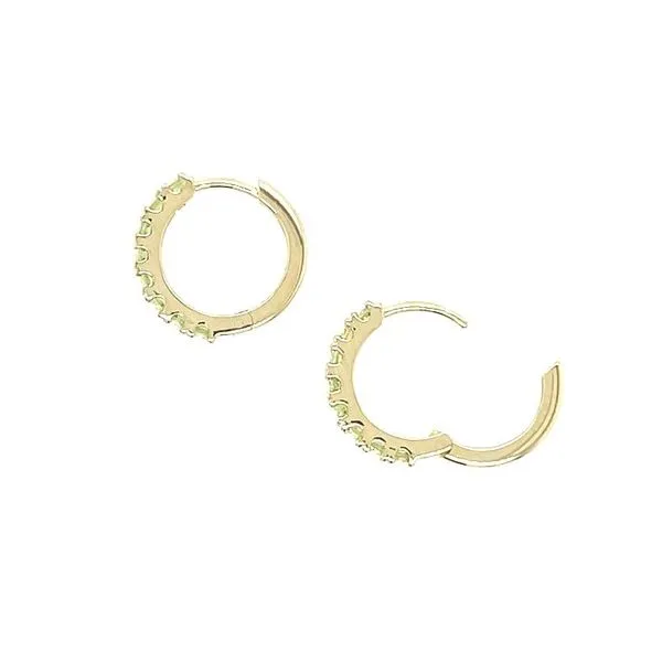 14KY Gold Peridot 14 mm Huggie Hoop Earrings Image 4 Franzetti Jewelers Austin, TX