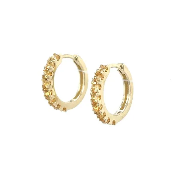 14KY Gold Citrine 14 mm Huggie Hoop Earrings Image 3 Franzetti Jewelers Austin, TX