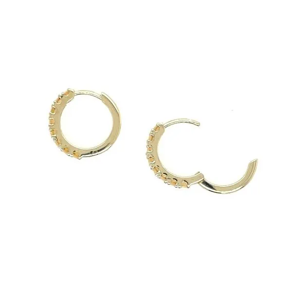 14KY Gold Citrine 14 mm Huggie Hoop Earrings Image 4 Franzetti Jewelers Austin, TX