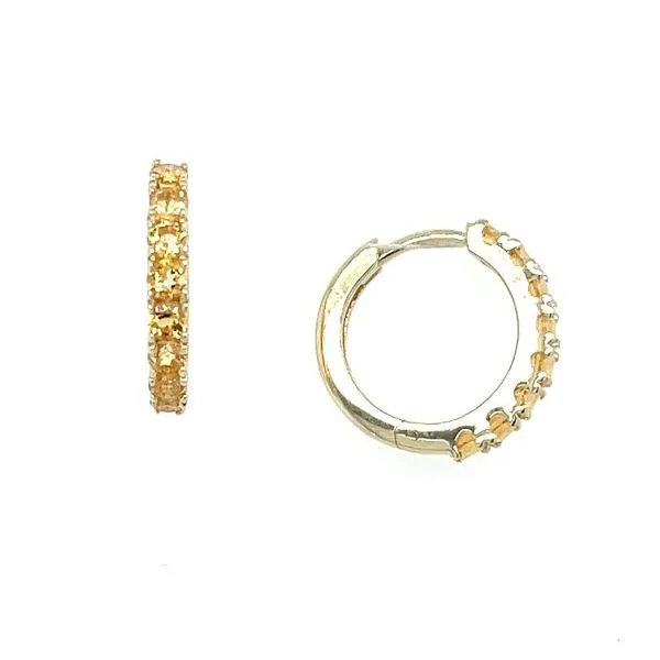 14KY Gold Citrine 14 mm Huggie Hoop Earrings Franzetti Jewelers Austin, TX