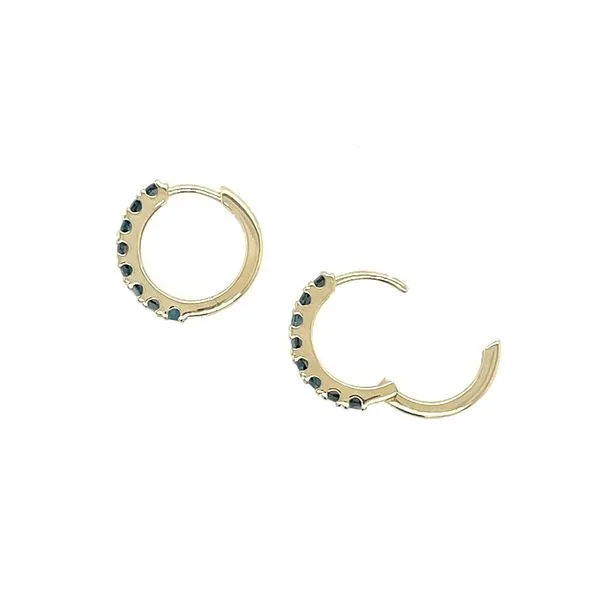 14KY Gold London Blue Topaz 14 mm Huggie Hoop Earrings Image 4 Franzetti Jewelers Austin, TX