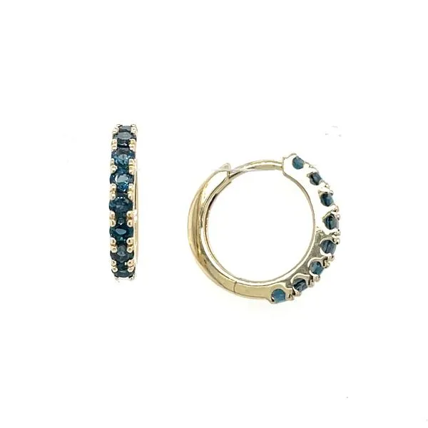 14KY Gold London Blue Topaz 14 mm Huggie Hoop Earrings Franzetti Jewelers Austin, TX