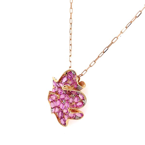18KR Gold Pink Sapphire & Diamond Pendant Image 2 Franzetti Jewelers Austin, TX