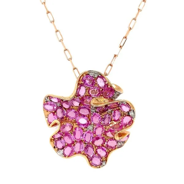 18KR Gold Pink Sapphire & Diamond Pendant Franzetti Jewelers Austin, TX