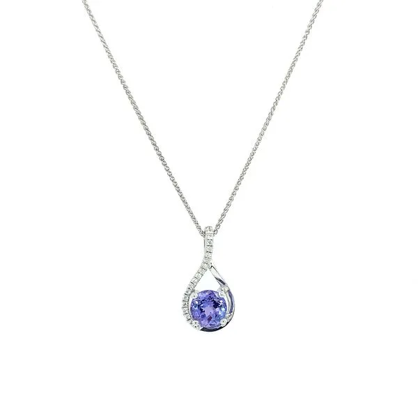 14KW Gold 0.63 Ct Tanzanite & Diamond Pendant Image 3 Franzetti Jewelers Austin, TX