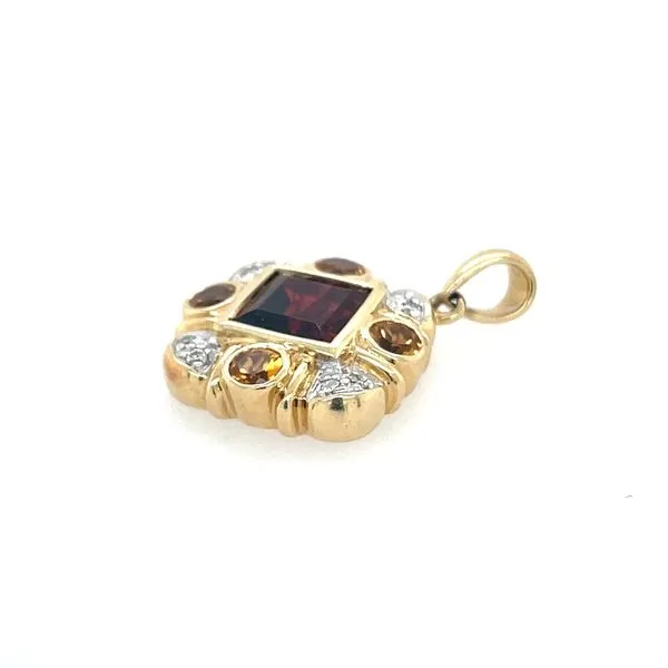 14KY Gold Garnet, Citrine & Diamond Pendant Image 4 Franzetti Jewelers Austin, TX