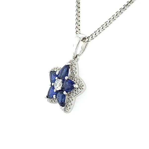 18KW Sapphire & Diamond Star Pendant on 18
