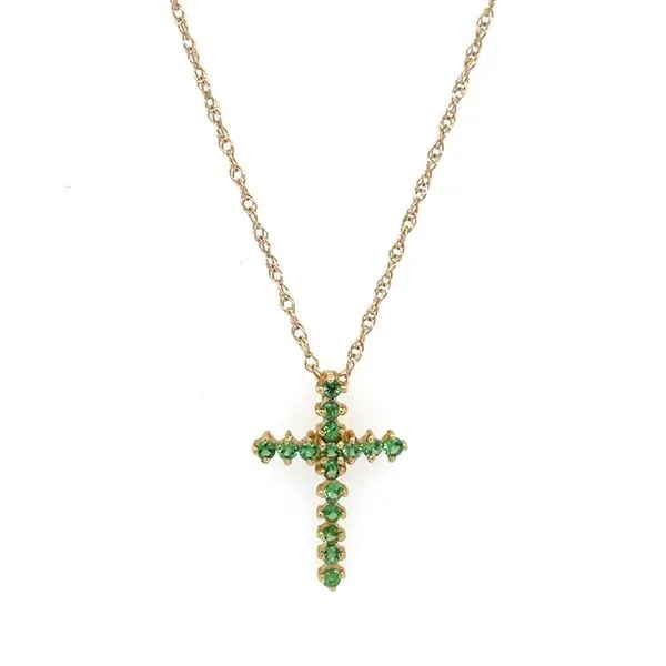 18KY Gold Green Tsavorite Garnet Cross Image 2 Franzetti Jewelers Austin, TX