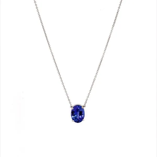 14KW Gold Oval Tanzanite Pendant with 18