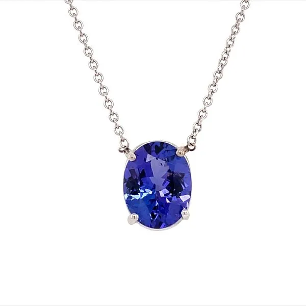 14KW Gold Oval Tanzanite Pendant with 18