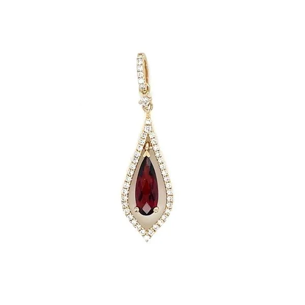 14KY Gold Pear Shape Garnet & Diamond Pendant Franzetti Jewelers Austin, TX
