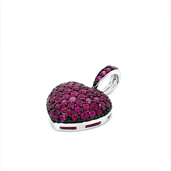 18K White Gold Pavé Ruby Heart Pendant Image 2 Franzetti Jewelers Austin, TX