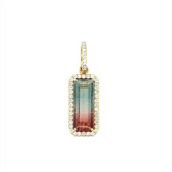 18KY Gold 2.87 Ct Watermelon Tourmaline & Diamond Pendant Franzetti Jewelers Austin, TX