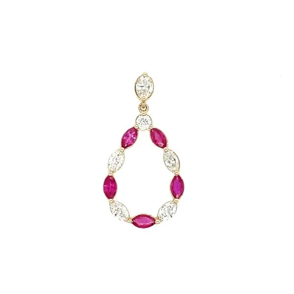 14KY Gold Marquise Ruby & Diamond Pendant Franzetti Jewelers Austin, TX
