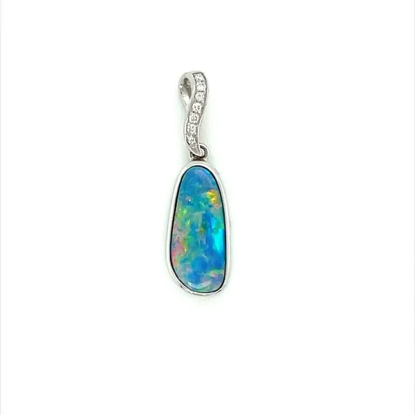 14K White Gold Opal Doublet & Diamond Pendant Franzetti Jewelers Austin, TX