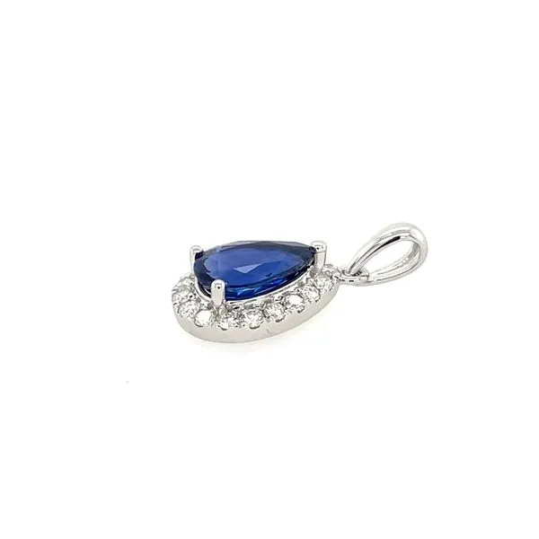 18KW Gold 1.36 Ct Pear Blue Sapphire & Diamond Pendant Image 2 Franzetti Jewelers Austin, TX