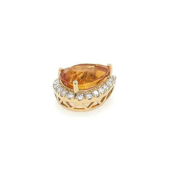 18KY Gold 3.75 Ct Pear Citrine & Diamond Pendant Image 3 Franzetti Jewelers Austin, TX