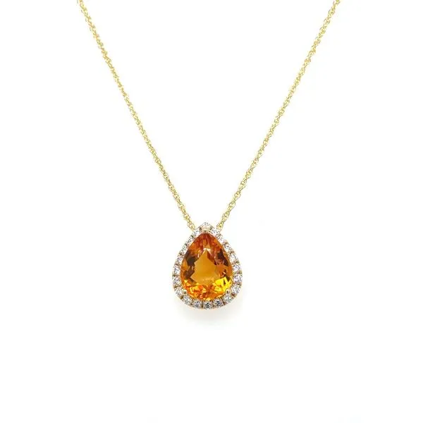 18KY Gold 3.75 Ct Pear Citrine & Diamond Pendant Image 4 Franzetti Jewelers Austin, TX