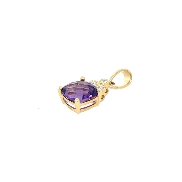 14KY Gold Square Cushion Amethyst Pendant with Diamonds Image 2 Franzetti Jewelers Austin, TX