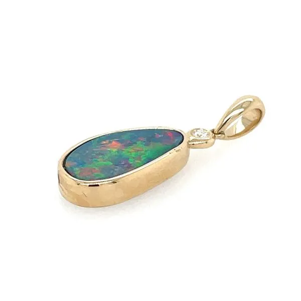 14KY Gold Freeform Opal & Diamond Pendant Image 2 Franzetti Jewelers Austin, TX