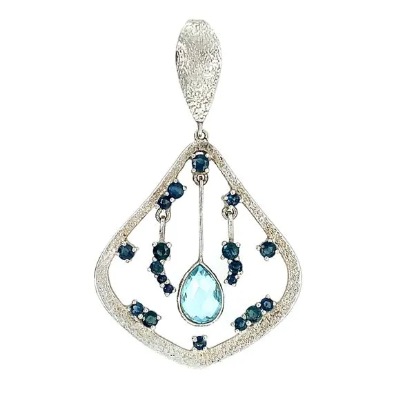 SS Pendant with Pear Blue Topaz & Sapphires Franzetti Jewelers Austin, TX