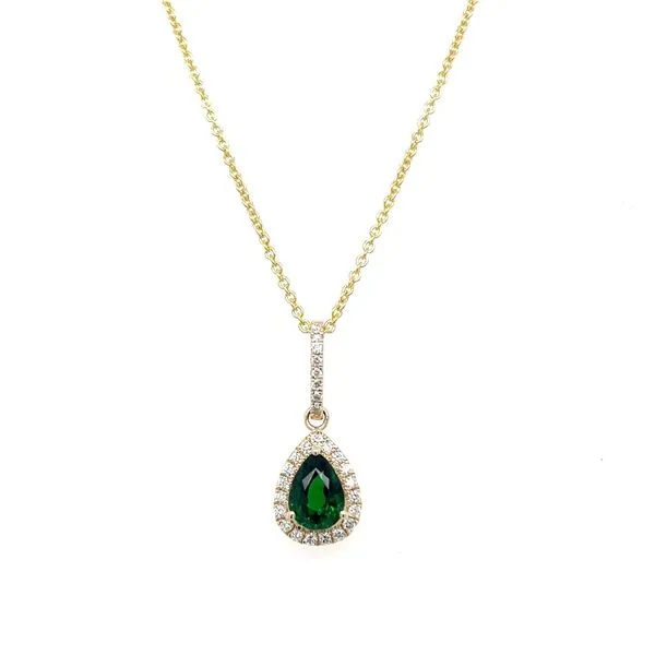 14KY Gold 0.86 Ct Pear Tsavorite Green Garnet & Diamond Pendant Image 2 Franzetti Jewelers Austin, TX
