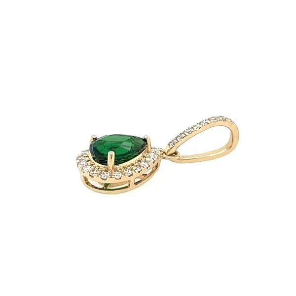 14KY Gold 0.86 Ct Pear Tsavorite Green Garnet & Diamond Pendant Image 4 Franzetti Jewelers Austin, TX