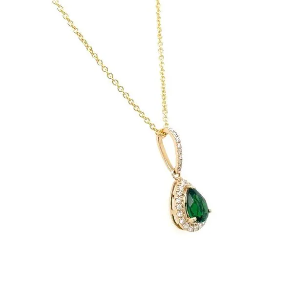 14KY Gold 0.86 Ct Pear Tsavorite Green Garnet & Diamond Pendant Image 5 Franzetti Jewelers Austin, TX