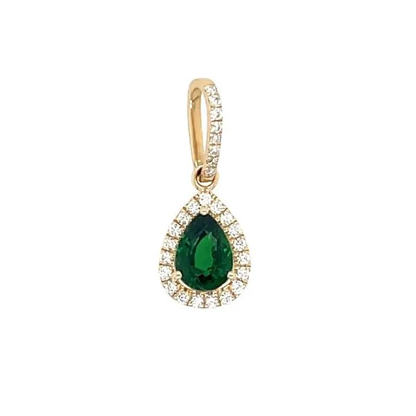 14KY Gold 0.86 Ct Pear Tsavorite Green Garnet & Diamond Pendant Franzetti Jewelers Austin, TX
