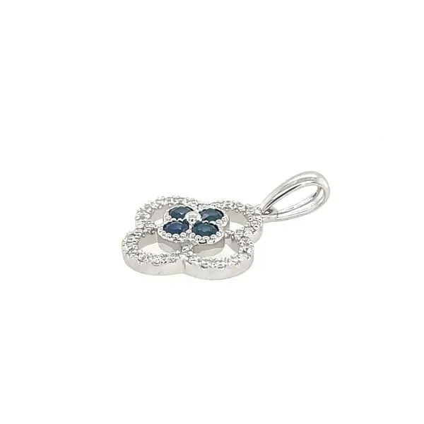 18KW Clover Shape Pendant with Blue Sapphires & Diamonds Image 3 Franzetti Jewelers Austin, TX