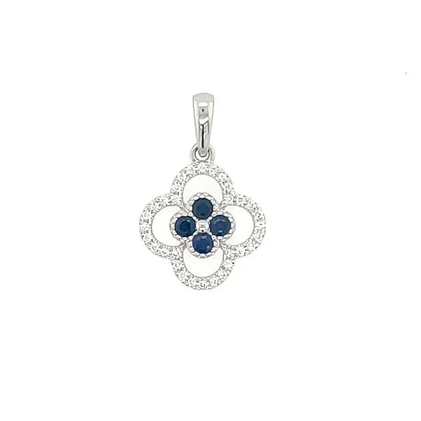 18KW Clover Shape Pendant with Blue Sapphires & Diamonds Franzetti Jewelers Austin, TX