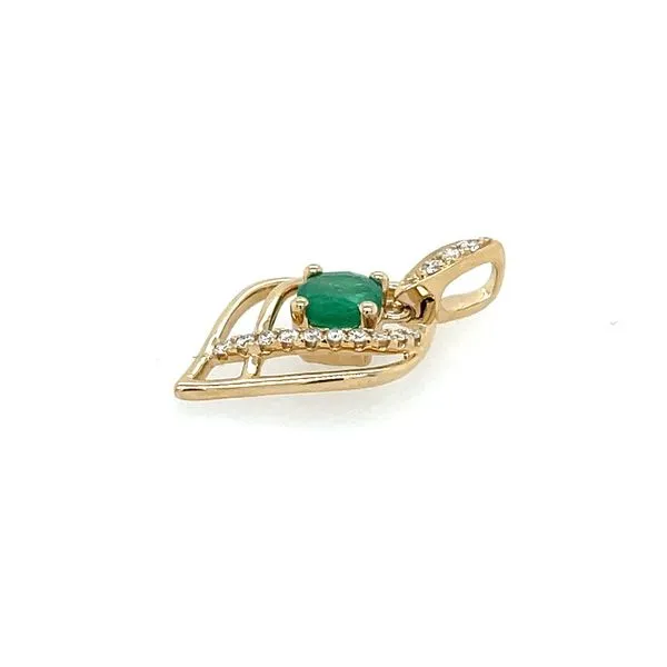 14KY Gold Round Emerald Pendant with Diamonds Image 2 Franzetti Jewelers Austin, TX