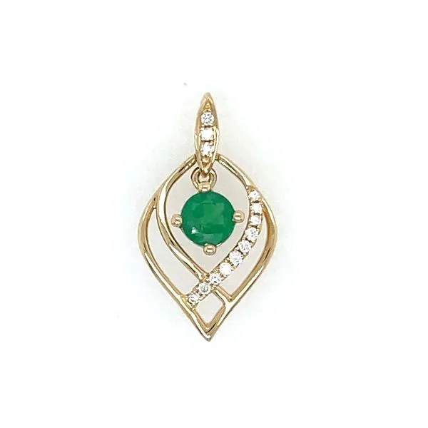 14KY Gold Round Emerald Pendant with Diamonds Franzetti Jewelers Austin, TX