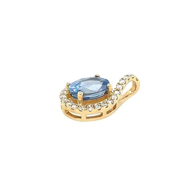 14KY Gold 1.21 Ct Oval Blue Sapphire with Diamonds Pendant Image 4 Franzetti Jewelers Austin, TX