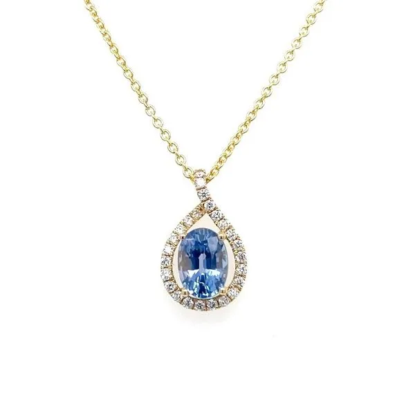 14KY Gold 1.21 Ct Oval Blue Sapphire with Diamonds Pendant Franzetti Jewelers Austin, TX