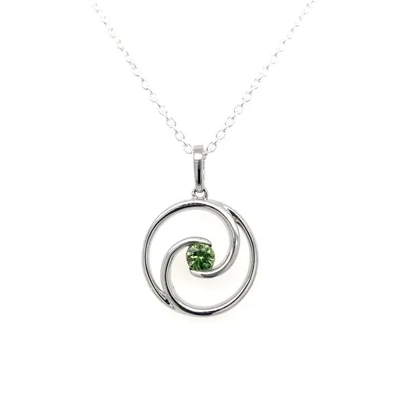 Sterling Silver Pendant with 3.8 mm Round Green Sapphire Image 4 Franzetti Jewelers Austin, TX