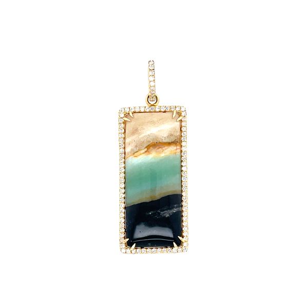 18KY Opalized Petrified Wood Pendant & Diamonds Image 3 Franzetti Jewelers Austin, TX